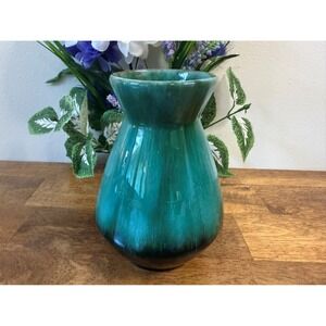 Vintage Canadian Pottery Vase – Green Drip Glaze‎ MCM Retro Decor